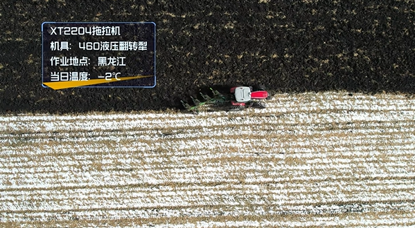 雪覆黑土破冰行，云顶国际2204拖拉机凭强劲动力解锁黑龙江冬季犁地新范式 
