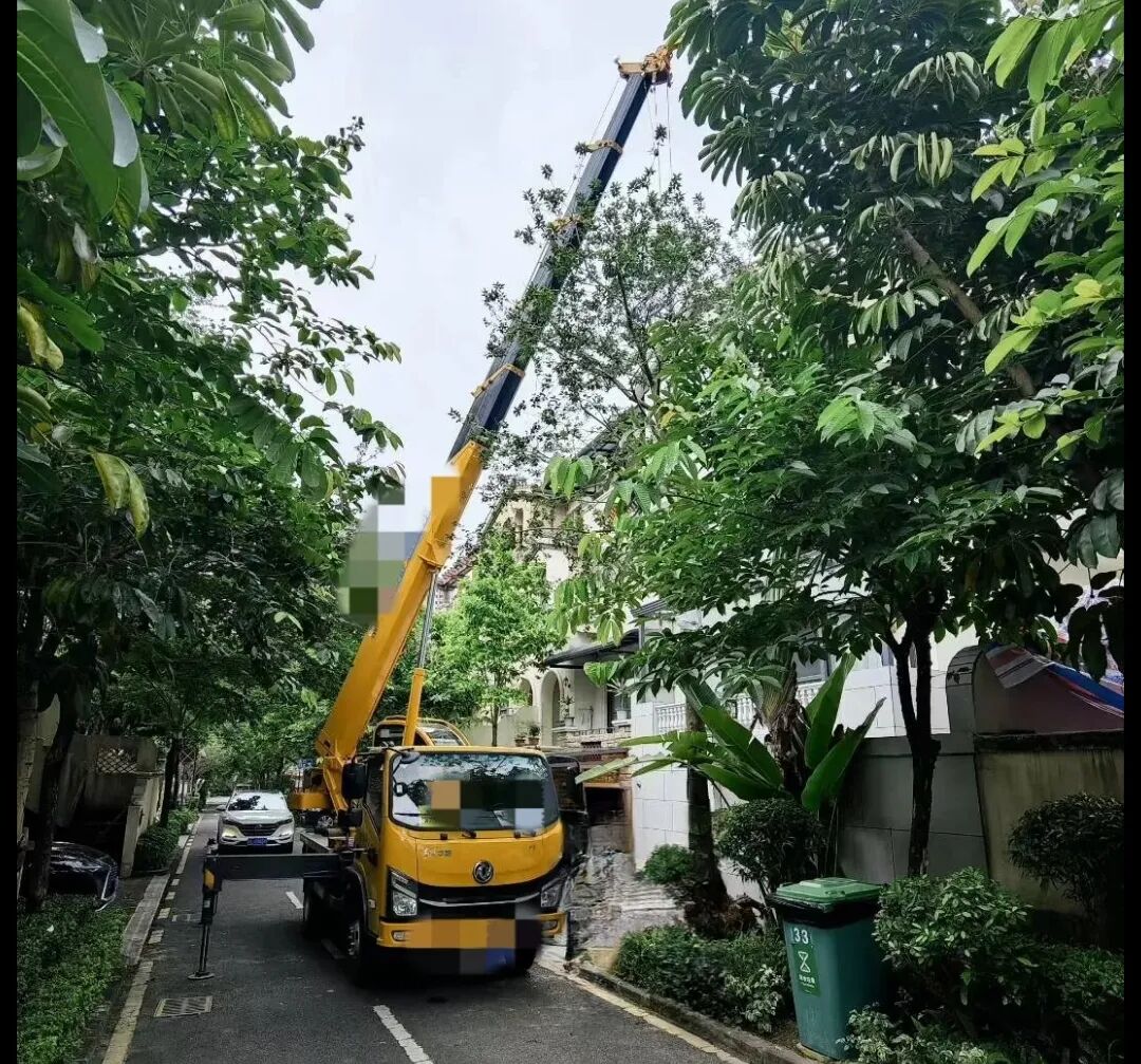 六楼窗口吊空调？窄巷子种大树？有这辆“小钢炮”，施工队再也不愁了